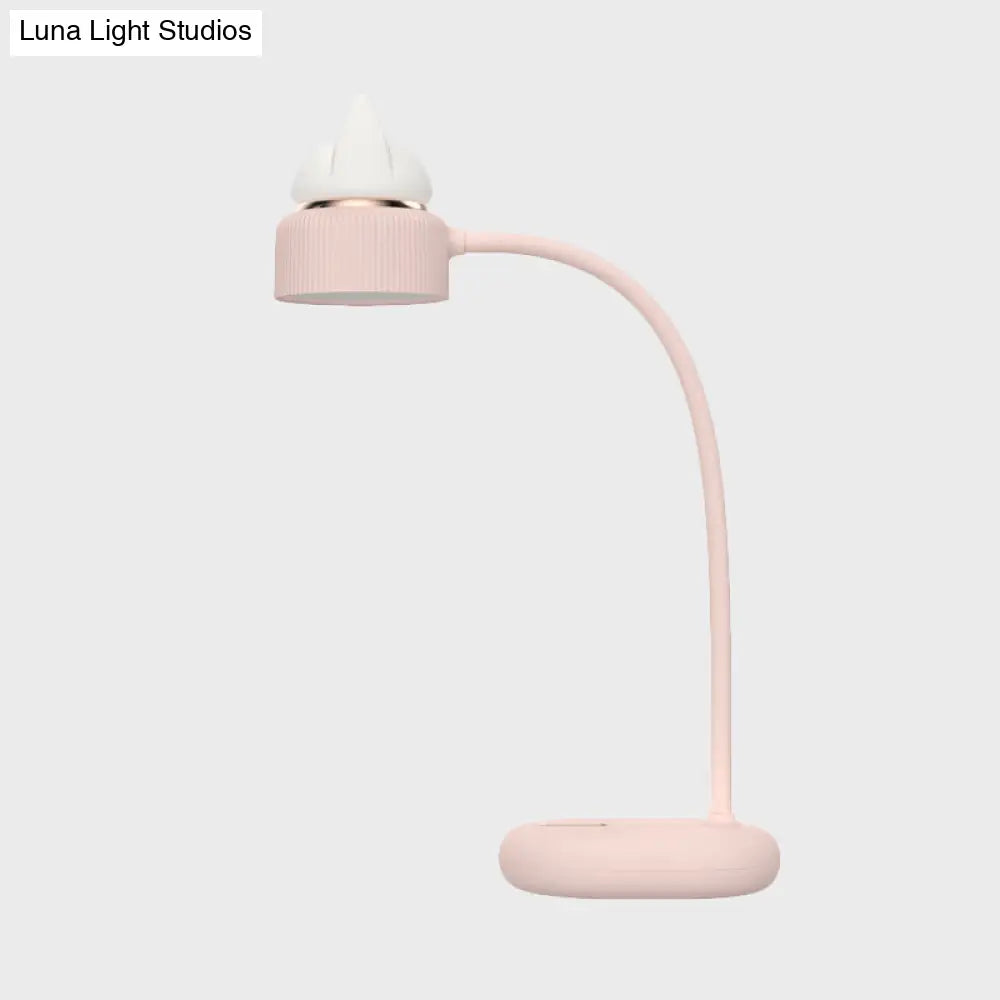Lámpara de mesa LED infantil recargable por USB: Lámpara de mesa giratoria con forma de gato (blanca/rosa/verde).
