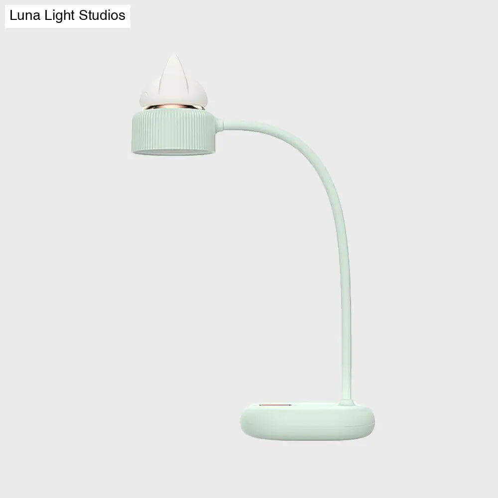 Lámpara de mesa LED infantil recargable por USB: Lámpara de mesa giratoria con forma de gato (blanca/rosa/verde).