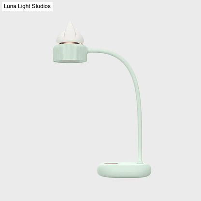 Lámpara de mesa LED infantil recargable por USB: Lámpara de mesa giratoria con forma de gato (blanca/rosa/verde).