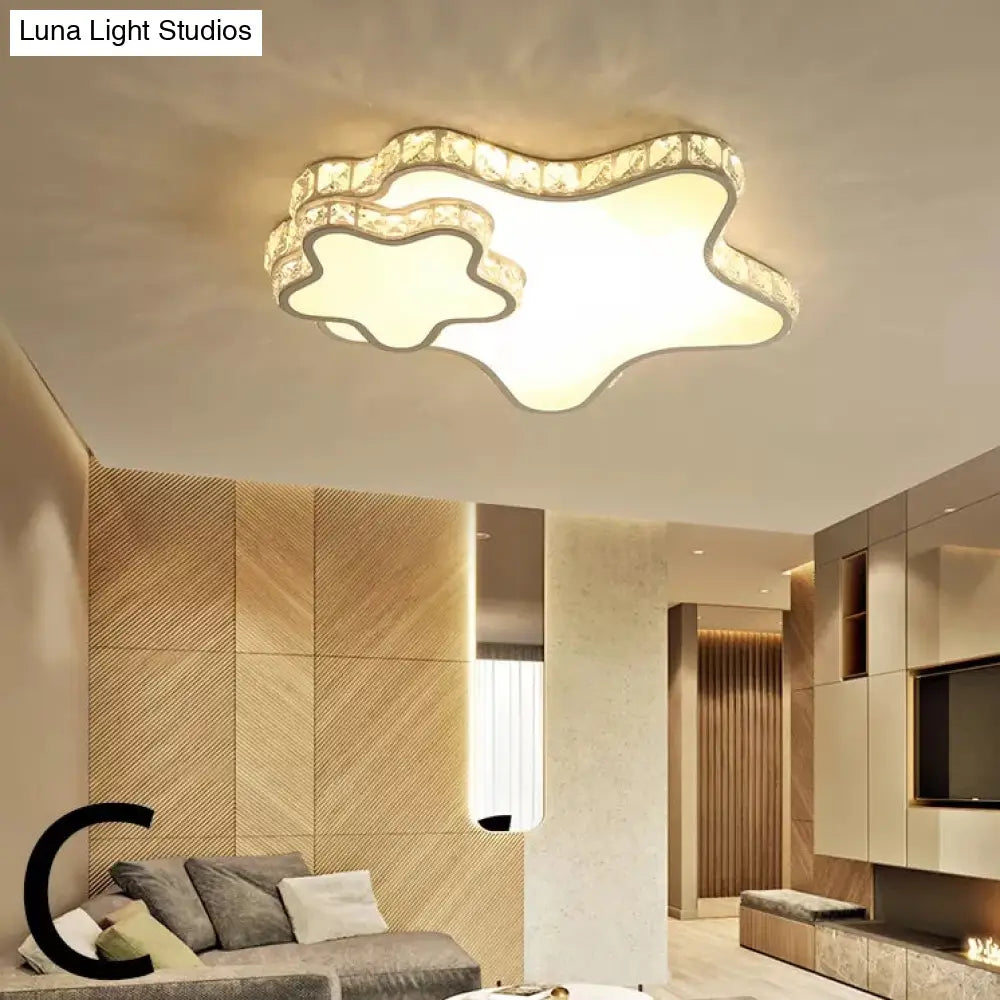 DecorBites™ Lámpara de techo infantil DecorBites™ blanca con vista al cielo, de acrílico y con detalles de cristal para vestíbulo