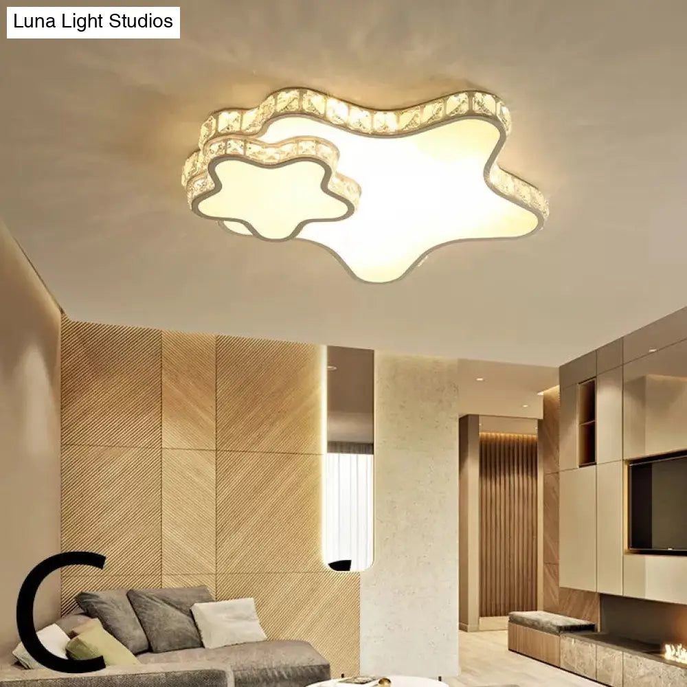 DecorBites™ Lámpara de techo infantil DecorBites™ blanca con vista al cielo, de acrílico y con detalles de cristal para vestíbulo