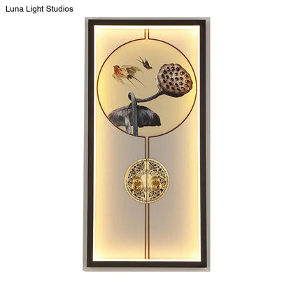 Aplique de pared LED chino negro y dorado - Lámpara mural para cerradura de puerta