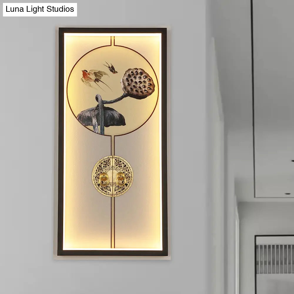 Aplique de pared LED chino negro y dorado - Lámpara mural para cerradura de puerta