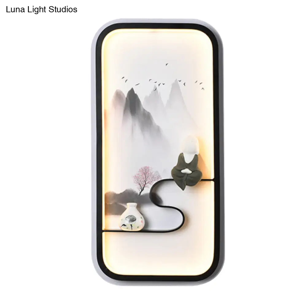 Lámpara mural china de cerámica negra de la Montaña Negra - Iluminación LED de pared