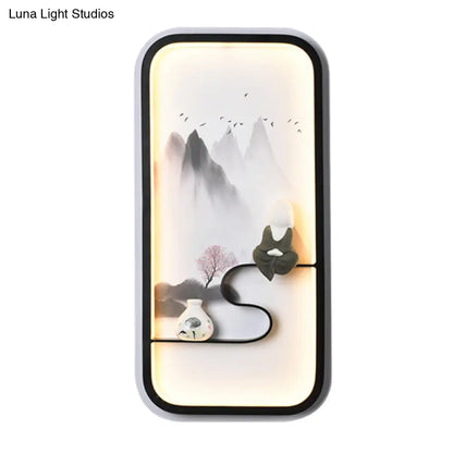 Lámpara mural china de cerámica negra de la Montaña Negra - Iluminación LED de pared