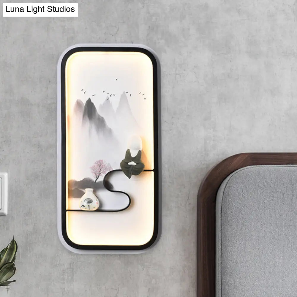 Lámpara mural china de cerámica negra de la Montaña Negra - Iluminación LED de pared