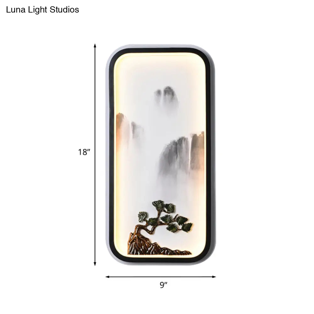 Lámpara mural china de cerámica negra de la Montaña Negra - Iluminación LED de pared