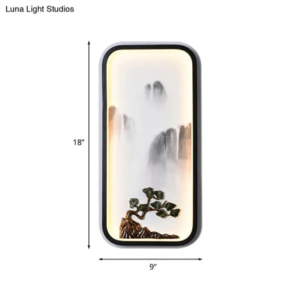 Lámpara mural china de cerámica negra de la Montaña Negra - Iluminación LED de pared