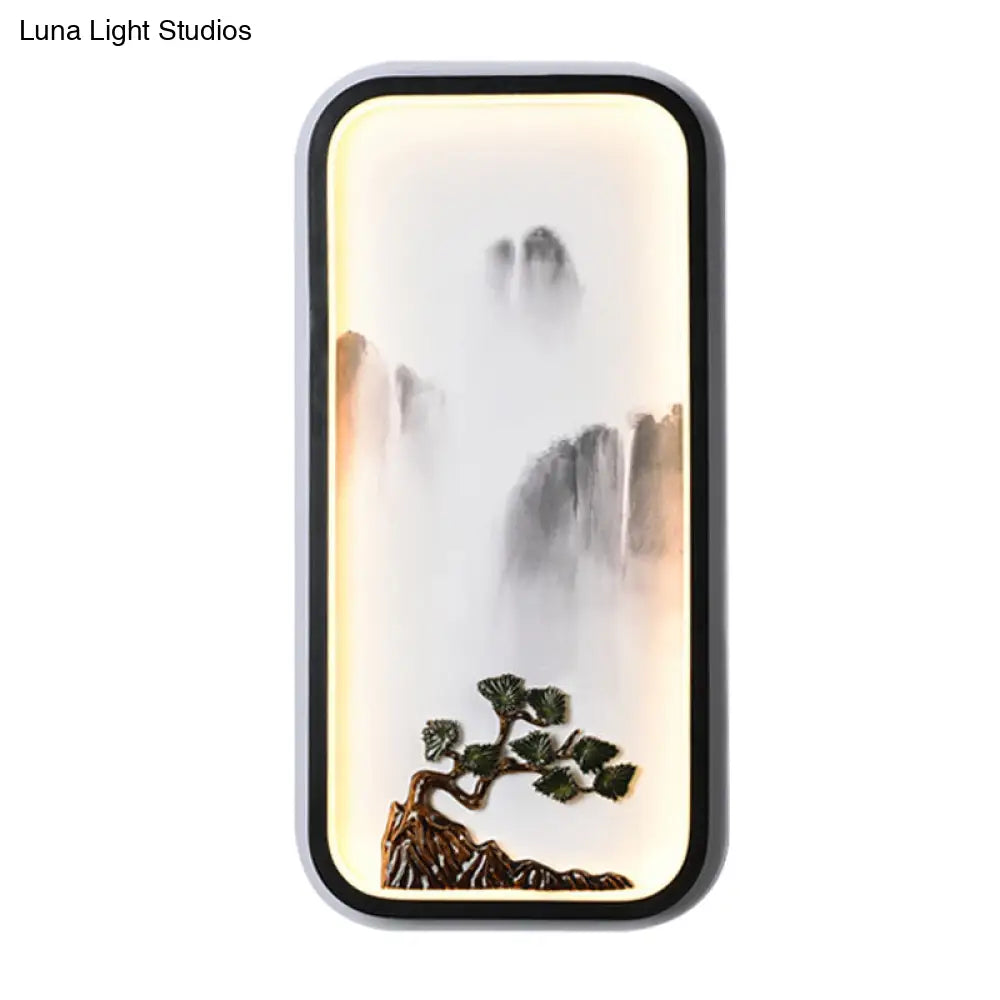 Lámpara mural china de cerámica negra de la Montaña Negra - Iluminación LED de pared