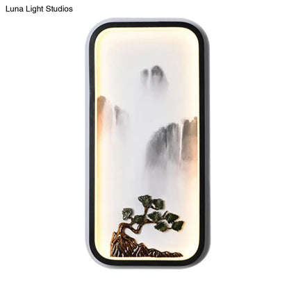 Lámpara mural china de cerámica negra de la Montaña Negra - Iluminación LED de pared
