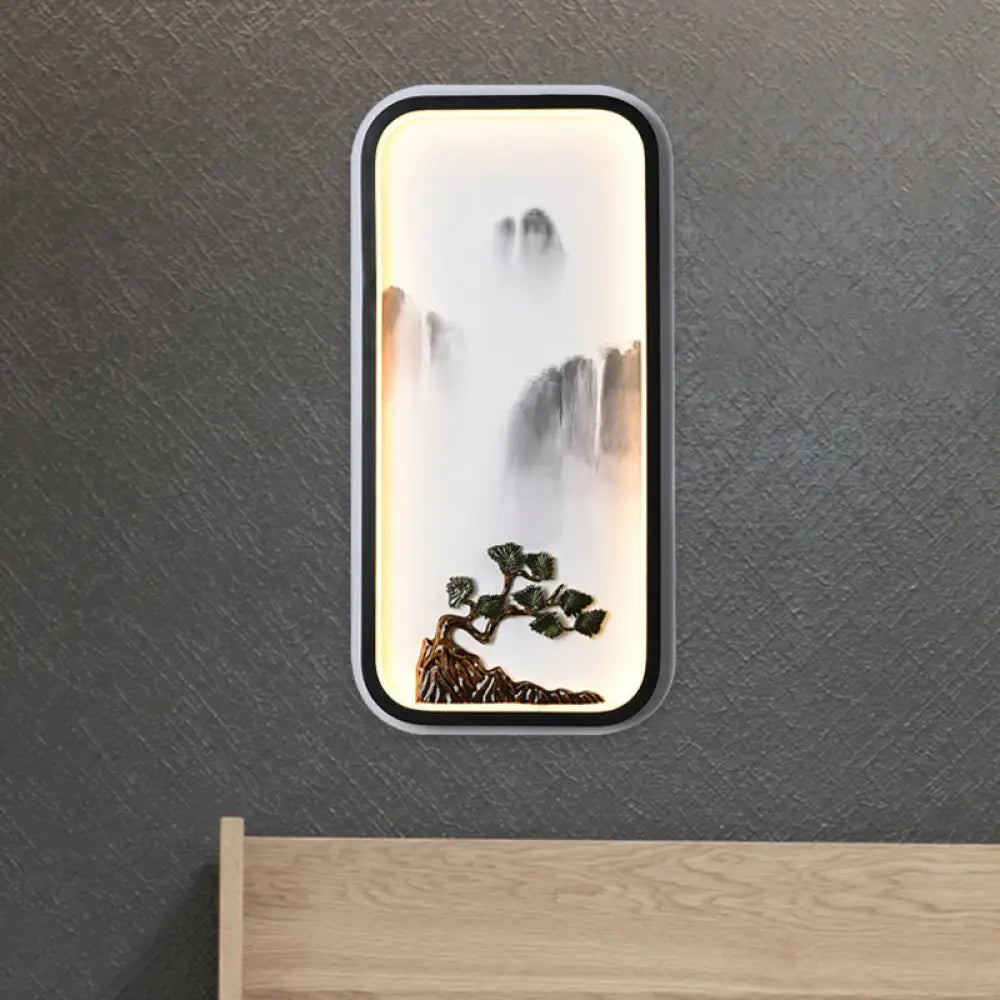 Lámpara mural china de cerámica negra de la Montaña Negra - Iluminación LED de pared