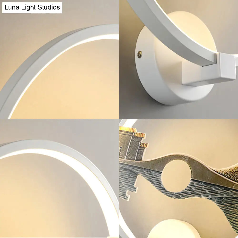 DecorBites™ DecorBites™ Chinese-Inspired Black/White LED Acrylic Wall Sconce - 12" Circular Lamp with Scenic Pattern