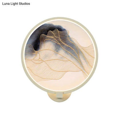 Lámpara de pared china LED acrílica con forma de montaña: Iluminación mural blanca para sala de estar