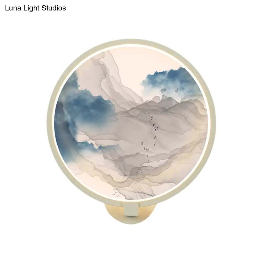 Lámpara de pared china LED acrílica con forma de montaña: Iluminación mural blanca para sala de estar
