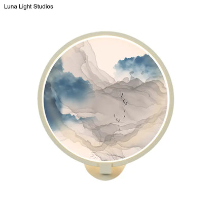 Lámpara de pared china LED acrílica con forma de montaña: Iluminación mural blanca para sala de estar
