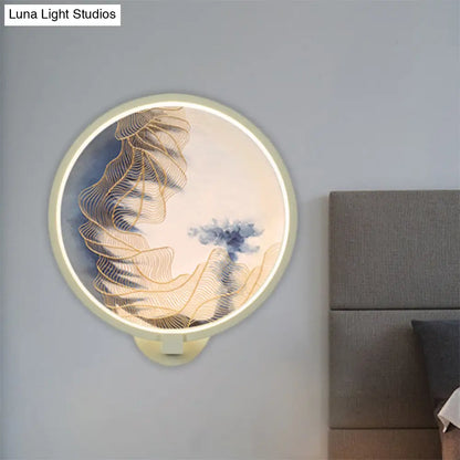 Lámpara de pared china LED acrílica con forma de montaña: Iluminación mural blanca para sala de estar