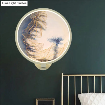 Lámpara de pared china LED acrílica con forma de montaña: Iluminación mural blanca para sala de estar