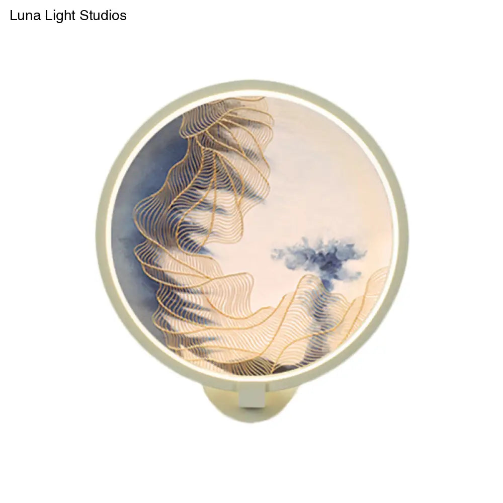 Lámpara de pared china LED acrílica con forma de montaña: Iluminación mural blanca para sala de estar