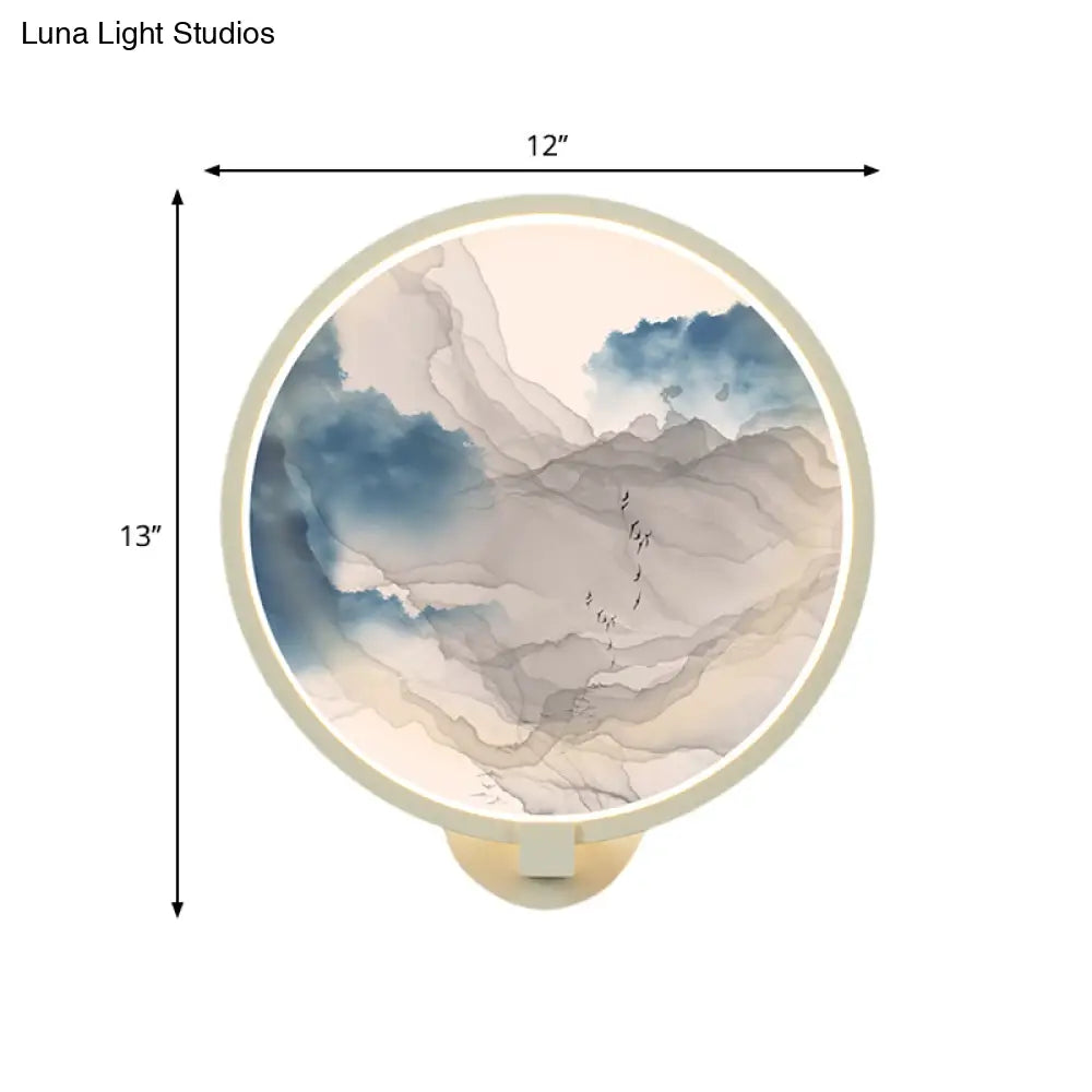 Lámpara de pared china LED acrílica con forma de montaña: Iluminación mural blanca para sala de estar