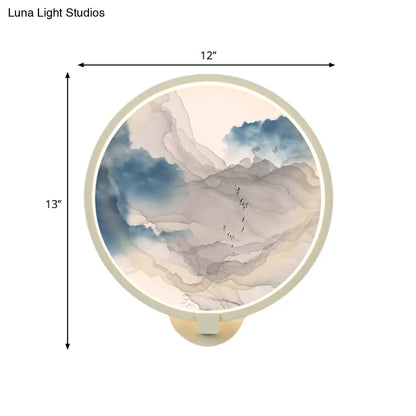 Lámpara de pared china LED acrílica con forma de montaña: Iluminación mural blanca para sala de estar