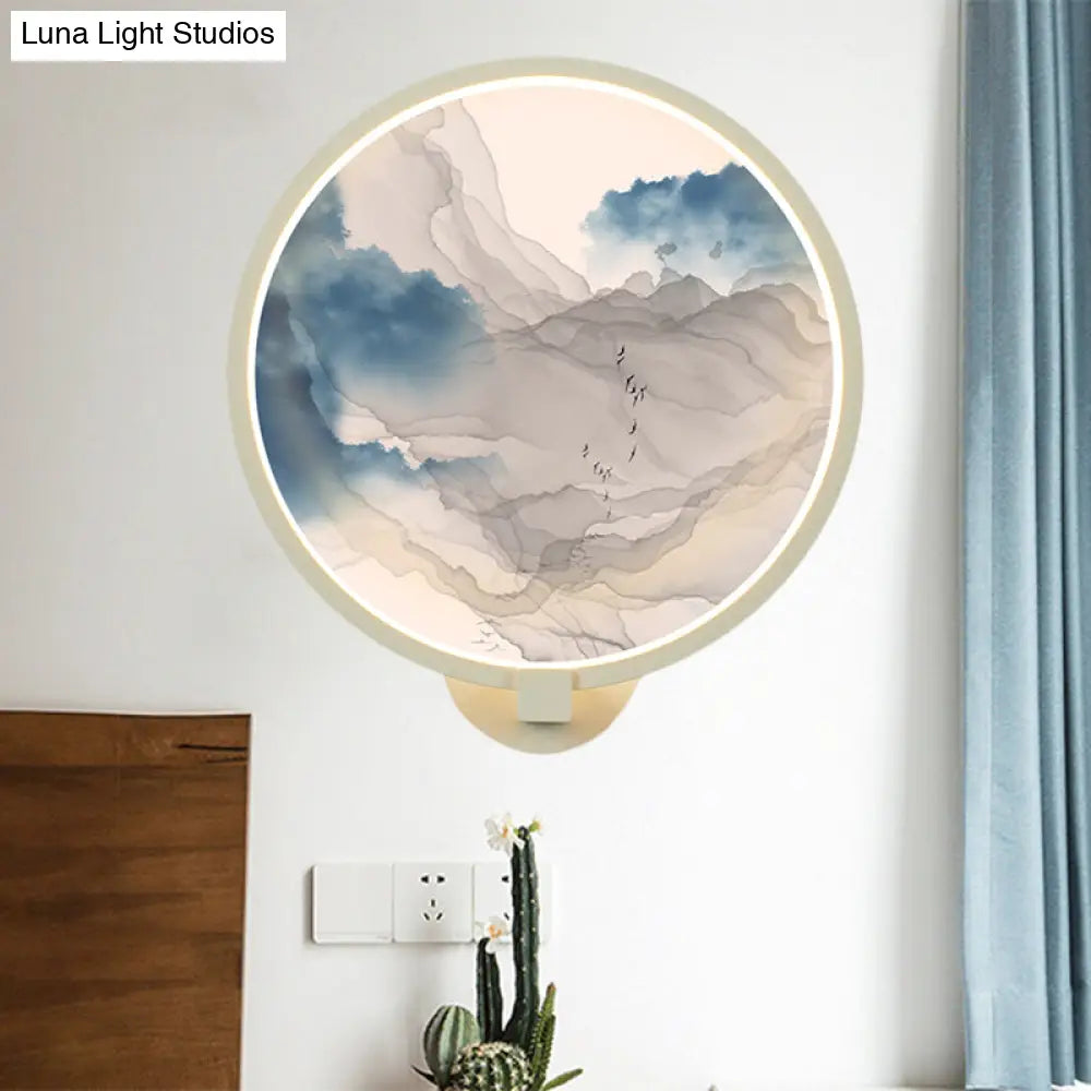 Lámpara de pared china LED acrílica con forma de montaña: Iluminación mural blanca para sala de estar