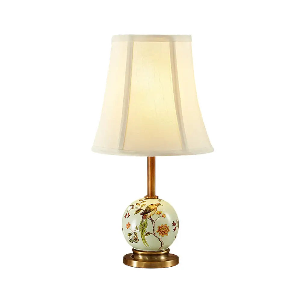 Chinese Painting Ceramic Table Lamp with Flared Fabric Shade - Perfect for the Sitting Room