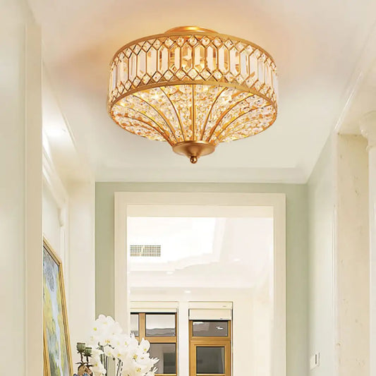 DecorBites™ DecorBites™ Chinese Style 5-Light Bedroom Ceiling Lamp in Flared Crystal Flush Mount Design - Gold Finish"

This revised product title shortens the length while still effectively conveying the key specifications and details of the item.