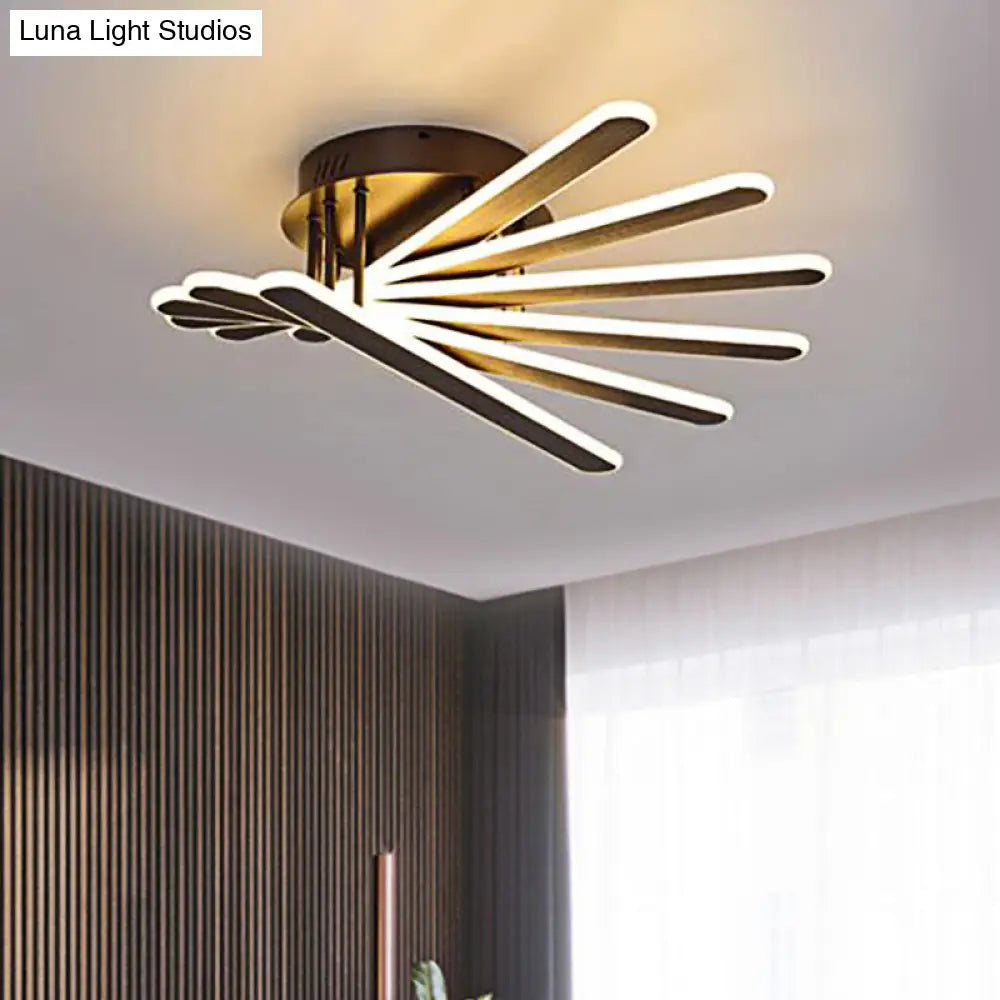 DecorBites™ Chinese Style Acrylic Flush Ceiling Light Fixture with LED, Brown, 6/8 Lights - Flushmount Lighting