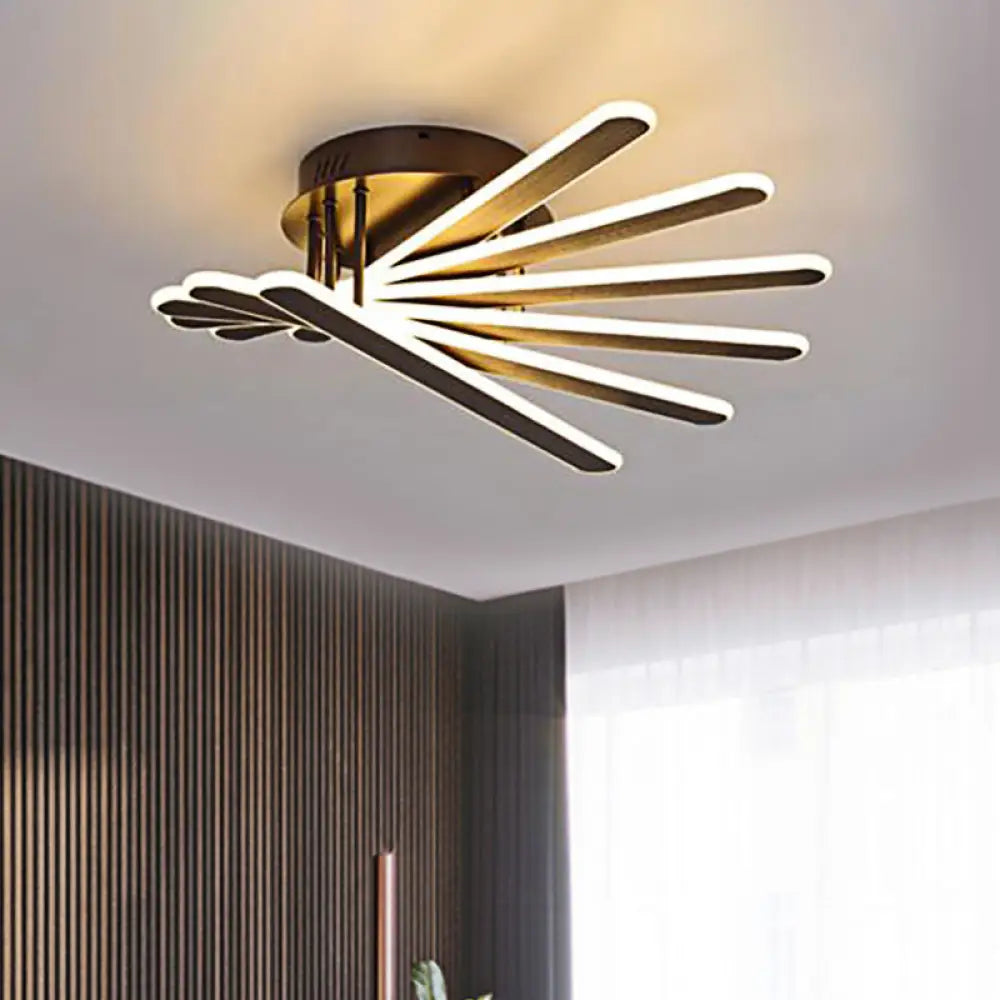 DecorBites™ Chinese Style Acrylic Flush Ceiling Light Fixture with LED, Brown, 6/8 Lights - Flushmount Lighting