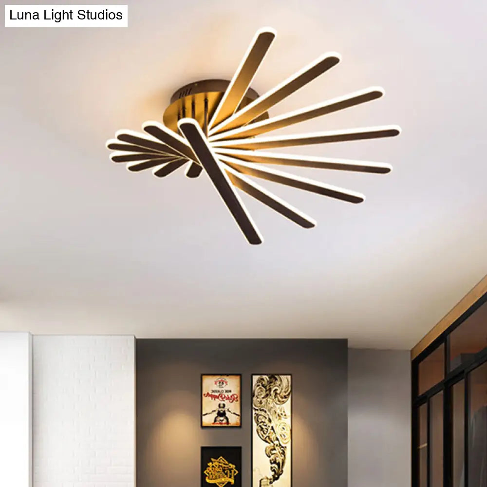 DecorBites™ Chinese Style Acrylic Flush Ceiling Light Fixture with LED, Brown, 6/8 Lights - Flushmount Lighting