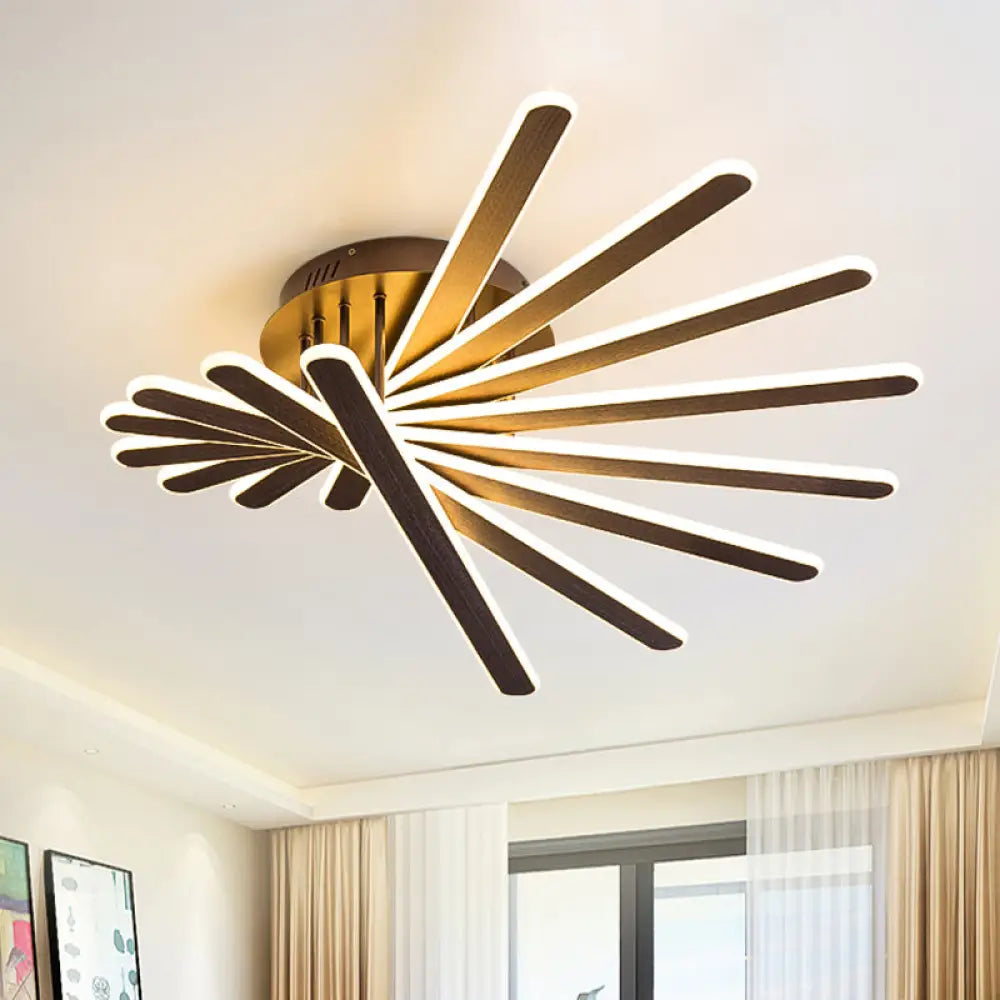 DecorBites™ Chinese Style Acrylic Flush Ceiling Light Fixture with LED, Brown, 6/8 Lights - Flushmount Lighting