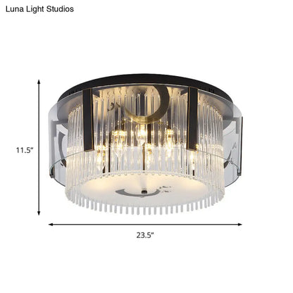 Lámpara de techo doble estilo chino DecorBites™ - Cristal transparente, 4/5/6 luces, para comedor - 40,6/50/60 cm de ancho