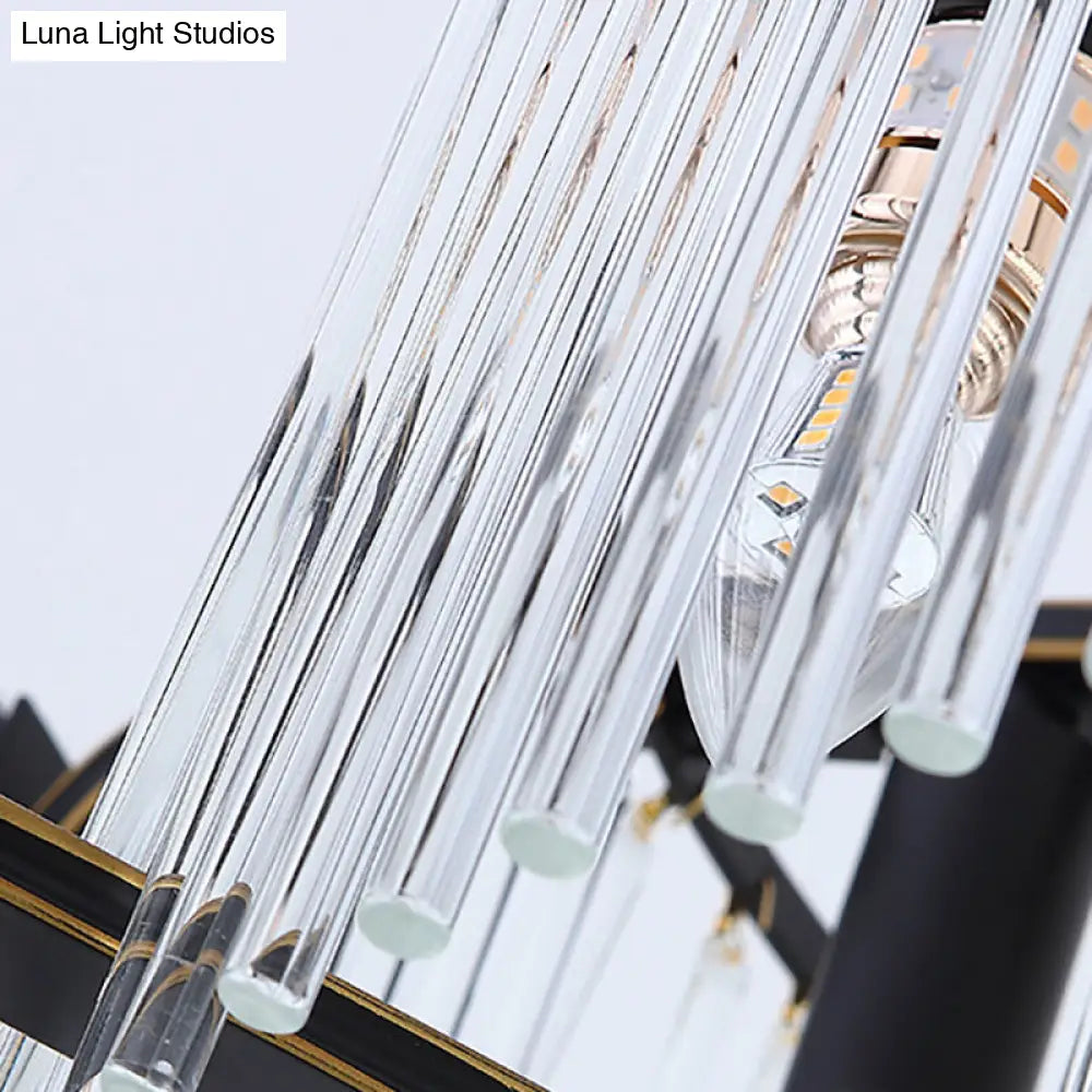 Lámpara de techo doble estilo chino DecorBites™ - Cristal transparente, 4/5/6 luces, para comedor - 40,6/50/60 cm de ancho