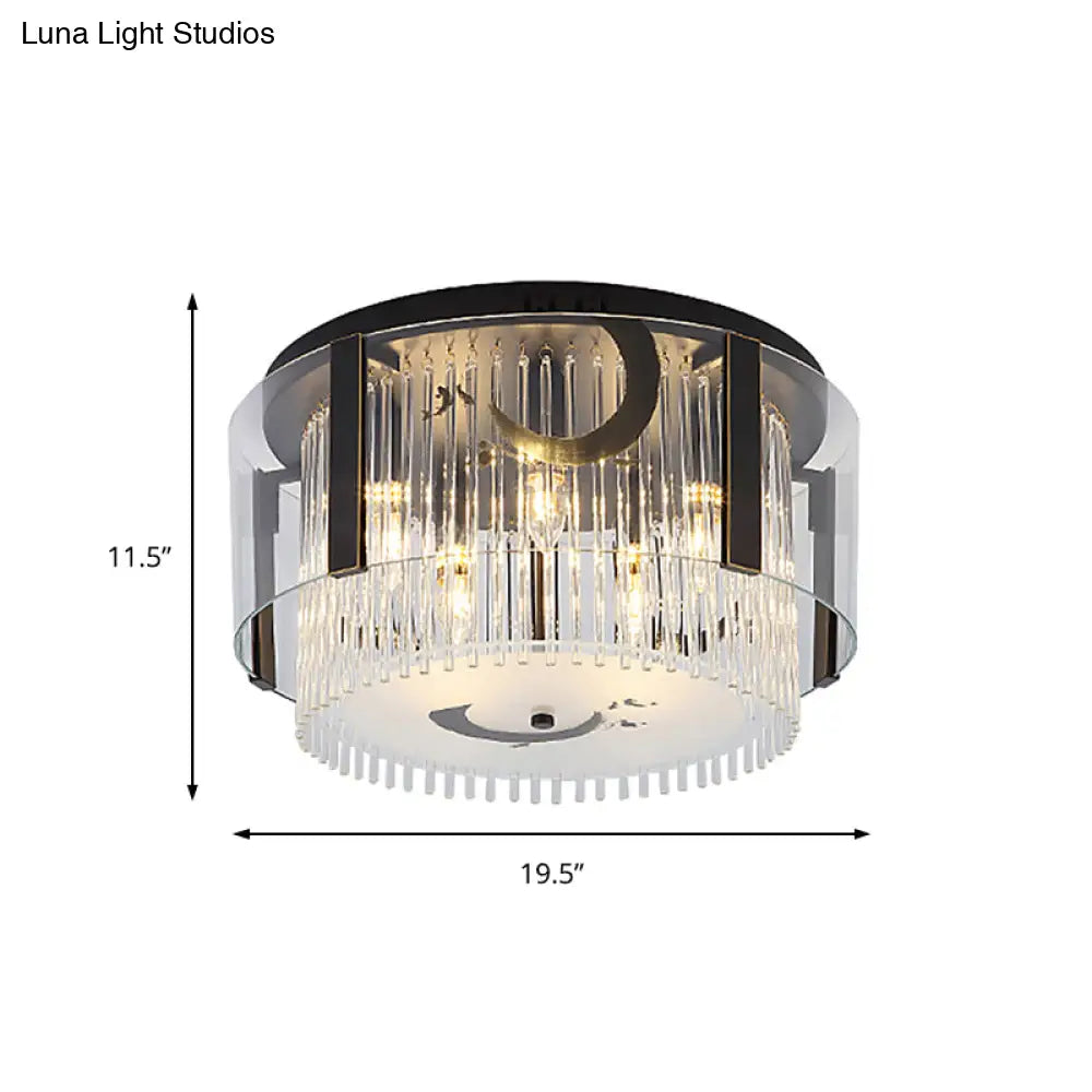 Lámpara de techo doble estilo chino DecorBites™ - Cristal transparente, 4/5/6 luces, para comedor - 40,6/50/60 cm de ancho