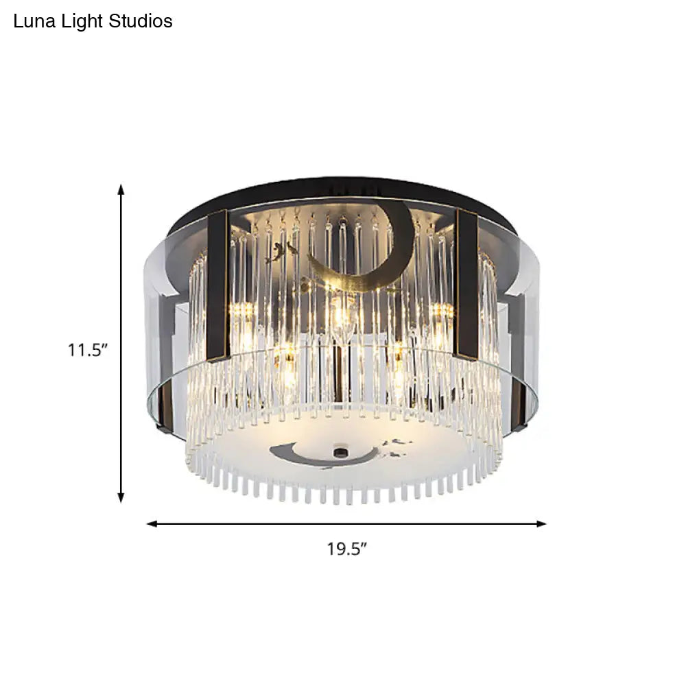 Lámpara de techo doble estilo chino DecorBites™ - Cristal transparente, 4/5/6 luces, para comedor - 40,6/50/60 cm de ancho