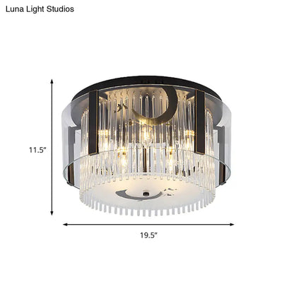 Lámpara de techo doble estilo chino DecorBites™ - Cristal transparente, 4/5/6 luces, para comedor - 40,6/50/60 cm de ancho