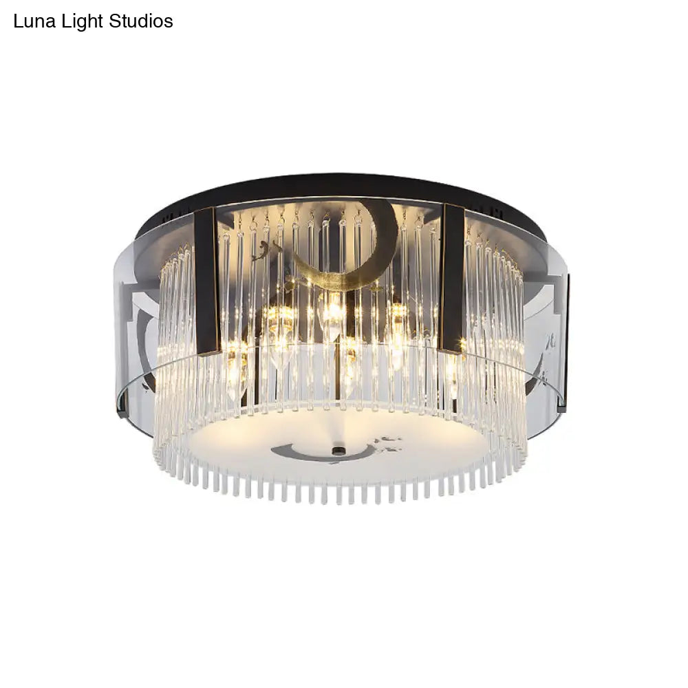 Lámpara de techo doble estilo chino DecorBites™ - Cristal transparente, 4/5/6 luces, para comedor - 40,6/50/60 cm de ancho