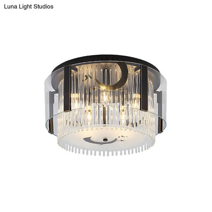 Lámpara de techo doble estilo chino DecorBites™ - Cristal transparente, 4/5/6 luces, para comedor - 40,6/50/60 cm de ancho