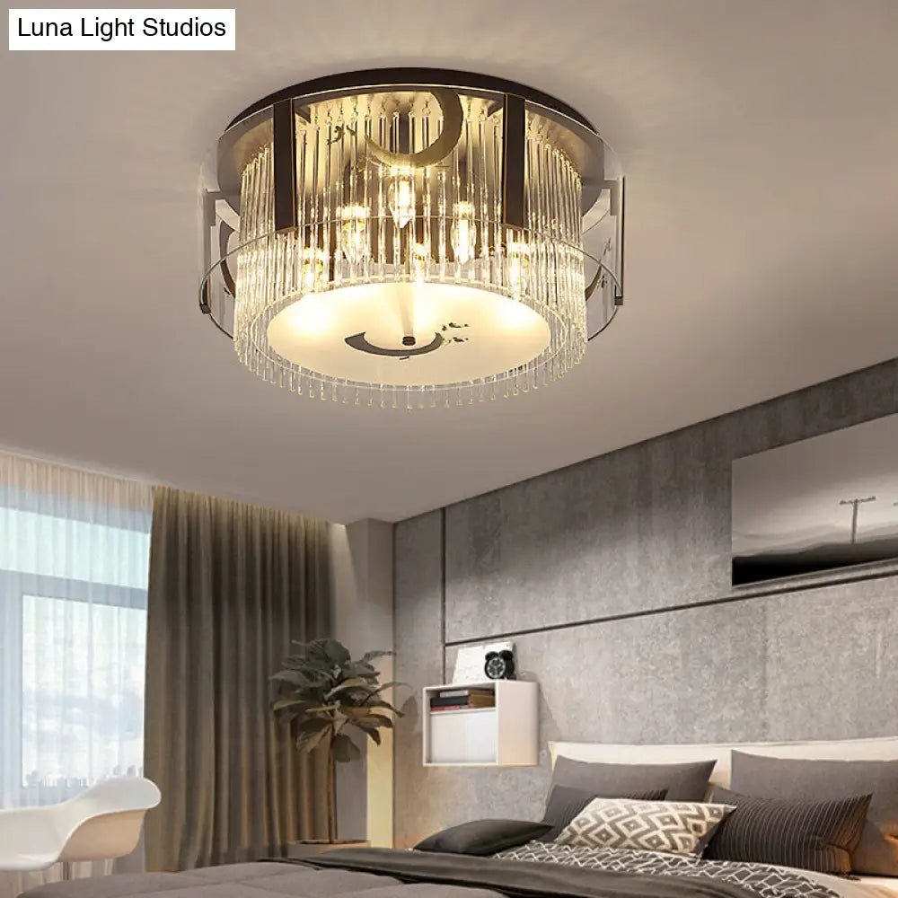 Lámpara de techo doble estilo chino DecorBites™ - Cristal transparente, 4/5/6 luces, para comedor - 40,6/50/60 cm de ancho