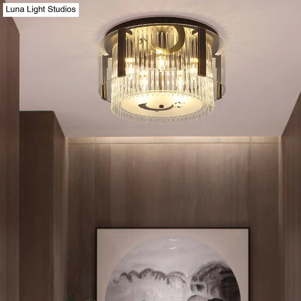 Lámpara de techo doble estilo chino DecorBites™ - Cristal transparente, 4/5/6 luces, para comedor - 40,6/50/60 cm de ancho