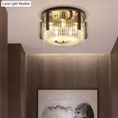 Lámpara de techo doble estilo chino DecorBites™ - Cristal transparente, 4/5/6 luces, para comedor - 40,6/50/60 cm de ancho