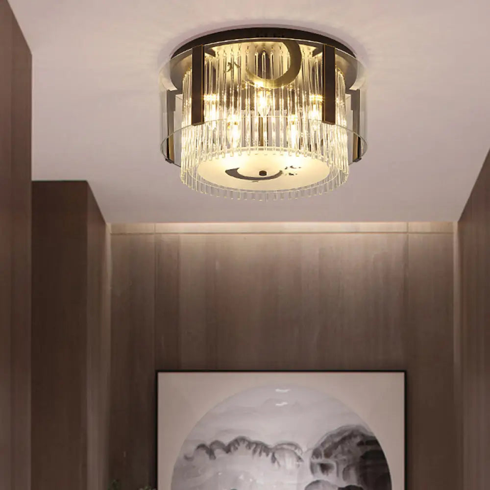 Lámpara de techo doble estilo chino DecorBites™ - Cristal transparente, 4/5/6 luces, para comedor - 40,6/50/60 cm de ancho