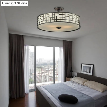 DecorBites™ Chinese Style Metallic Semi Flush Mount Lighting, Black Circular Design, 4/3 Lights, 16"/19.5"/23.5" Dia