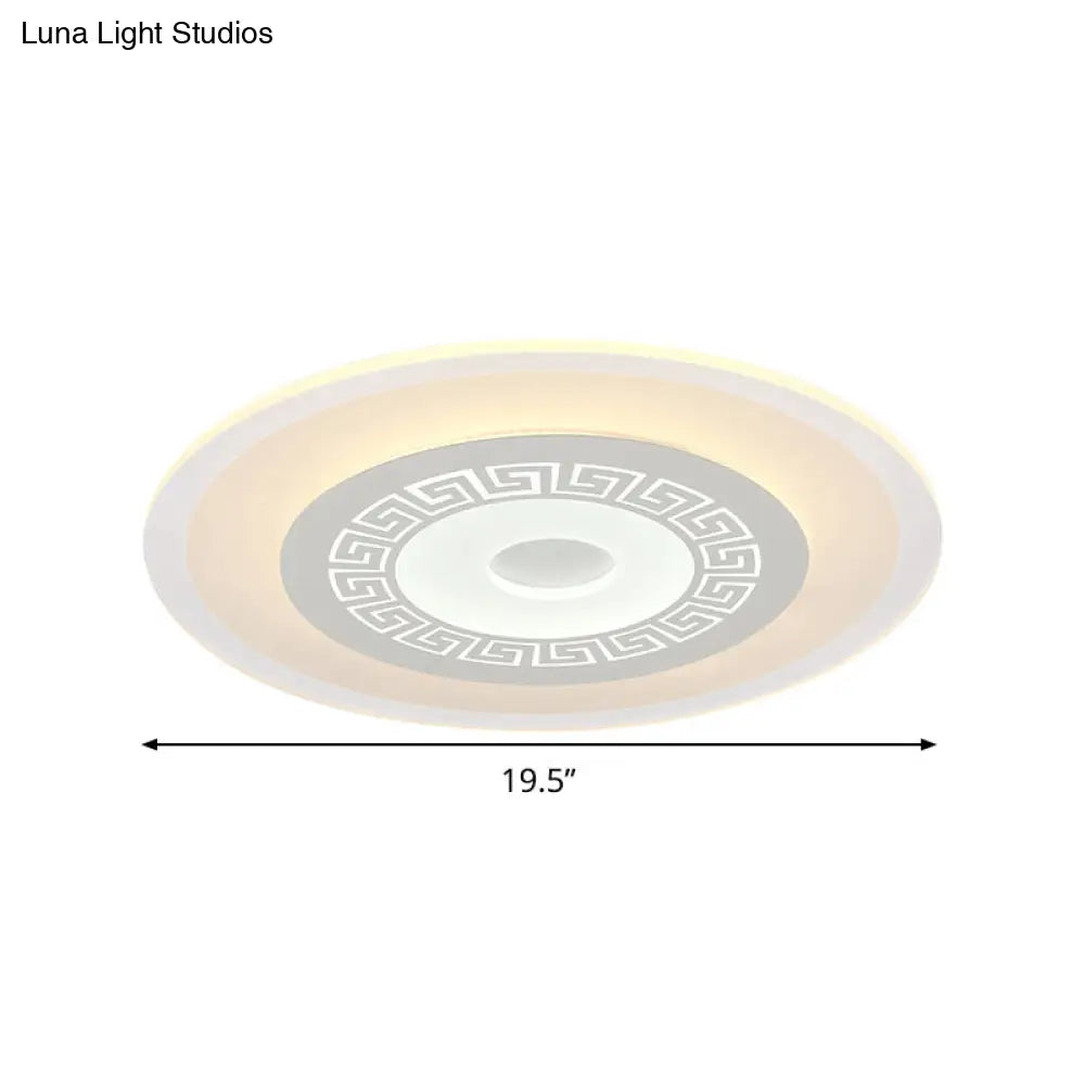 Lámpara de techo LED DecorBites™ estilo chino, disco blanco ultrafino, 16"/19.5"/23.5" de ancho, montaje empotrado en acrílico, luz cálida/blanca