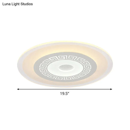Lámpara de techo LED DecorBites™ estilo chino, disco blanco ultrafino, 16"/19.5"/23.5" de ancho, montaje empotrado en acrílico, luz cálida/blanca