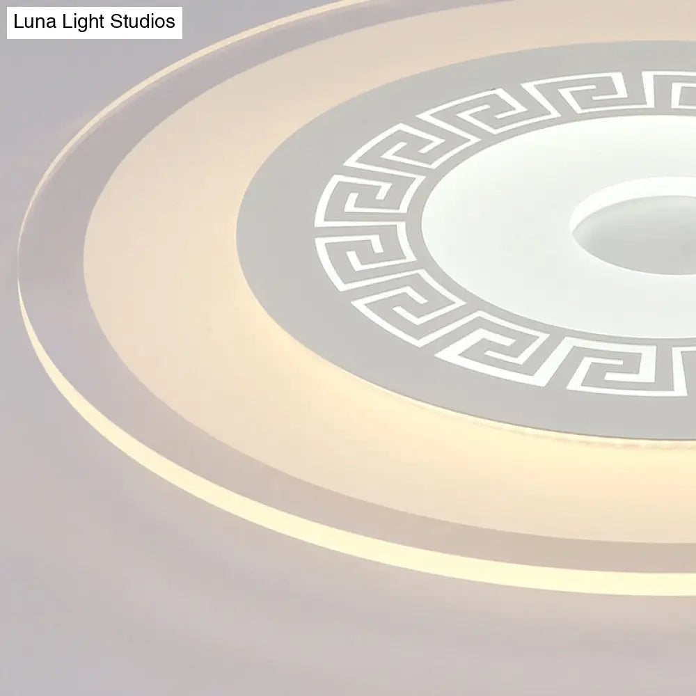 Lámpara de techo LED DecorBites™ estilo chino, disco blanco ultrafino, 16"/19.5"/23.5" de ancho, montaje empotrado en acrílico, luz cálida/blanca