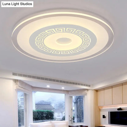 Lámpara de techo LED DecorBites™ estilo chino, disco blanco ultrafino, 16"/19.5"/23.5" de ancho, montaje empotrado en acrílico, luz cálida/blanca