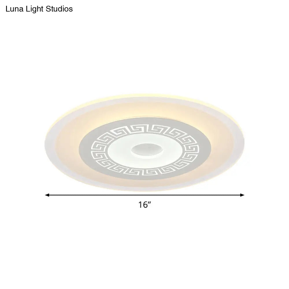Lámpara de techo LED DecorBites™ estilo chino, disco blanco ultrafino, 16"/19.5"/23.5" de ancho, montaje empotrado en acrílico, luz cálida/blanca