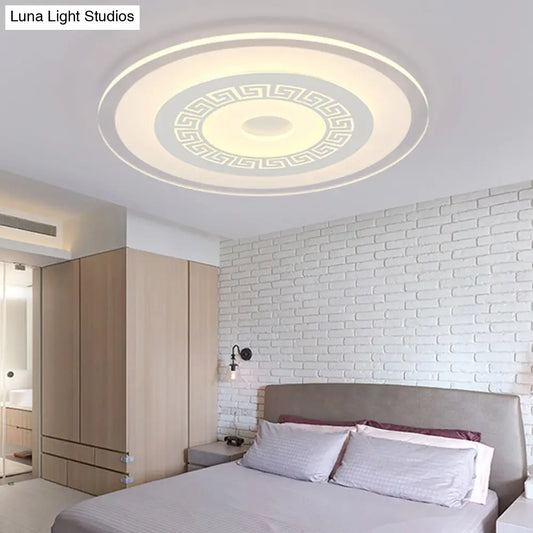 DecorBites™ DecorBites™ Chinese Style Ultrathin White Disc LED Flush Lamp - 16"/19.5"/23.5" W, Acrylic Ceiling Flush Mount, Warm/White Light