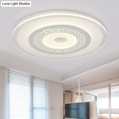 Lámpara de techo LED DecorBites™ estilo chino, disco blanco ultrafino, 16"/19.5"/23.5" de ancho, montaje empotrado en acrílico, luz cálida/blanca